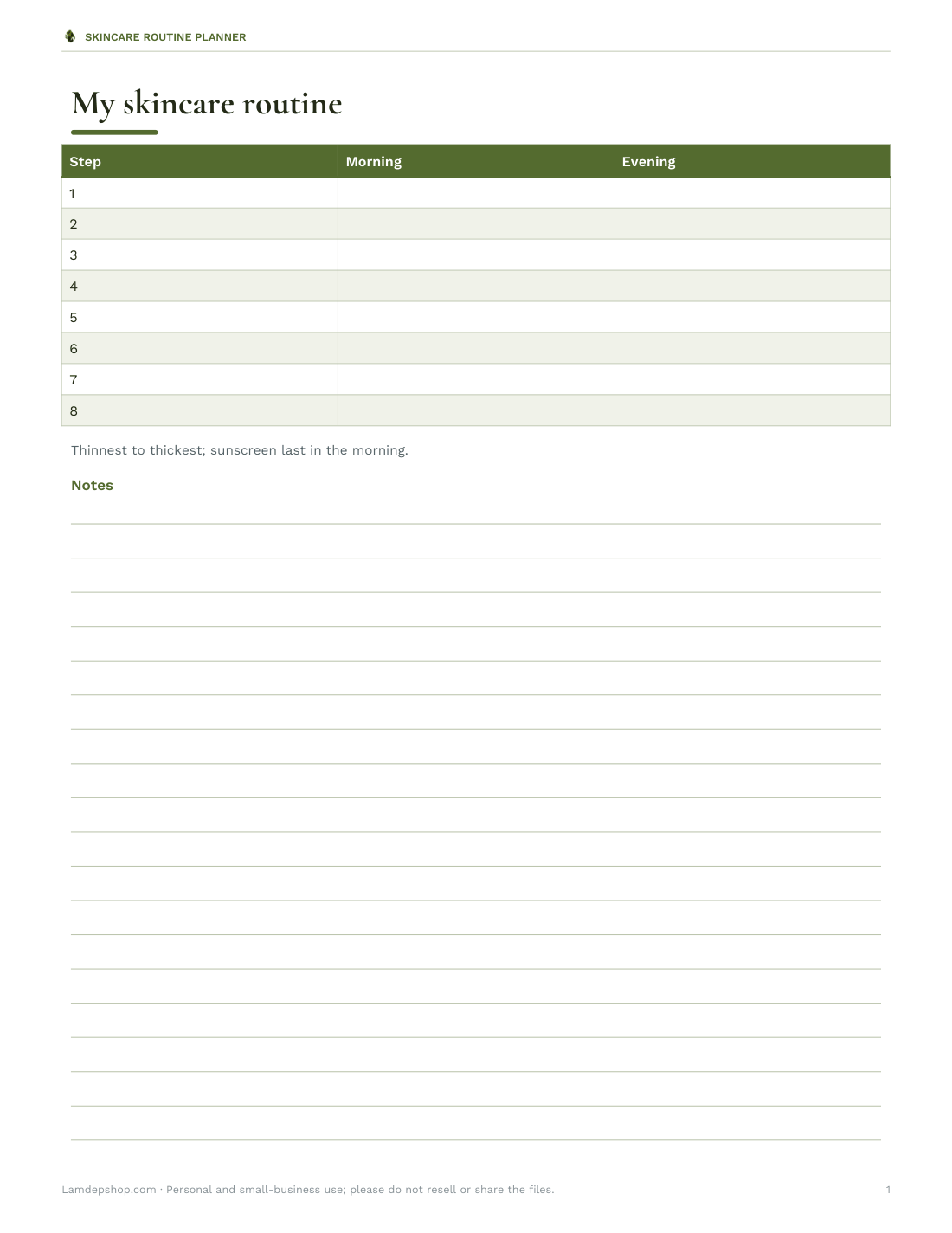 Preview of the first page of Routine cards (PDF/DOCX)
