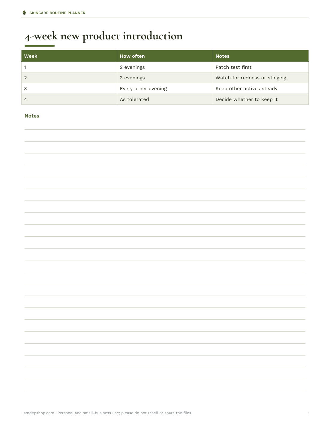 Preview of the first page of Introduction planner (PDF)